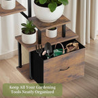 Plant Stand Indoor with Grow Lights - 12 Tiered Metal Plant Shelf with Drawer, 65" Large Plant Stand for Indoor Plants, Holds 16 Plant Pots, Flower Holder Plant Rack for Living room, Patio, Bedroom