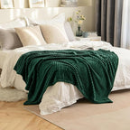 MIULEE Army Green Throw Blanket 3D Ribbed Jacquard Fleece Flannel Velvet Plush Decorative Bed Blanket (Throw, 50" x 60") - Super Soft, Lightweight, Warm and Cozy for Couch Sofa