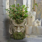 Face Planter - Unique Old Man Tree Face Planters for Outdoor Indoor Plants with Drainage Hole, Funny Plant Pots for Succulents - Creative Flower Pots as Gifts for Women and Men (Green Man)