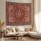 Apdidl Boho Mandala Hippie Wall Tapestry for Bedroom Aesthetic, Indian Bohemian Floral Tapestries Art Decor, Vintage Orange Fabric Vertical Wall Hanging for Living Room Dorm 51" X 60"