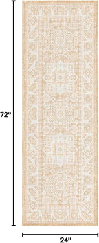 Rugs.com Outdoor Aztec Collection Rug – 6 Ft Runner Natural Flatweave Rug Perfect for Hallways, Entryways