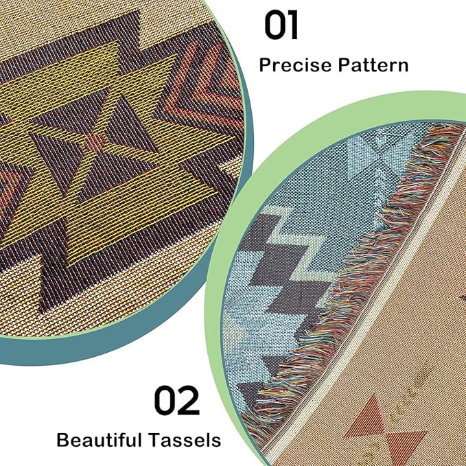 Hopstar Aztec Throw Blanket Navajo Indian Blankets and Throws Boho Western Decor Couch Cover Blanket for Bed Sofa Living Room Beach Travel 51"x63"(Sucre Coffee)