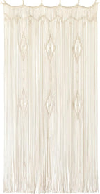 IOWER Macrame Curtain Long Cotton Window Panel Boho Curtains for Bedroom Wedding Backdrop Room Divider Doorway Closet Apartment 35''W x 70''L