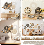 HJJWNDDNG 11 Pack Boho Wall Basket Decor Set, Hanging Woven Seagrass Rattan Wicker Boho Wall Decor, Round Farmhouse Wall Hanging Baskets Rustic Flat Wall Art for Living Room Bedroom Kitchen (Style 6)