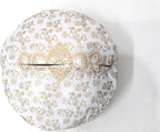 CRAFT KALA 18" Round Large Hippie Mandala Meditation Floor Ottoman Pillow Cushion Pouf Cover Square Poufs Bohemian Circle Floor Cushion Case Outdoor Fireplace Living Room Decor Cover White Gold Flower