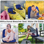 Stadium Seats Cushion for Bleachers with Strong Back Support, Folding Bleacher Seat with 20In Wide Cushion, 4LBS Lightweight, 6 Reclining Positions, Multifunctional Floor Chair for Indoor or Outdoor