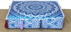 ICC Large Square Cotton Mandala Cushion Cover Hippie Ottoman Pouf Cover Daybed Floor Pillow Cover with Heavy Duty Zipper Seating Ottoman Poufs Dog-Pets Bed (Blue Ombre, 18" Square)