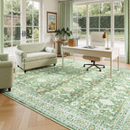 Lessymo Washable Area Rug for Living Room,8x10 Light Green Large Rugs with Non-Slip Backing,Soft Boho Carpets for Bedroom Dining Room Nursery Home Office