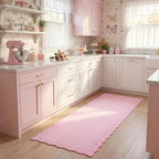 GarveeHome 2x6 Valentines Scalloped Washable Runner Rug for Girls Bedroom, Soft Pink Hallway Runner Non Slip Entryway Rug Farmhouse Thin Laundry Mat Stain Resistant Carpet for Kirchen Bathroom Rug