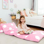 Butterfly Craze Floor Pillow Case, Mattress Bed Lounger Cover, Polka Pink, Queen Size - Cozy Seating Solution for Kids & Adults, Recliner Cushion, Perfect for Reading, TV Time (Pillow Not Included)