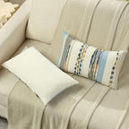 FUTEI Navy Brown Decorative Throw Pillow Covers 12x20 Inch Set of 2, Soft Tufted Striped Textured Accent Pillow Case,Boho Pillows for Couch Decor