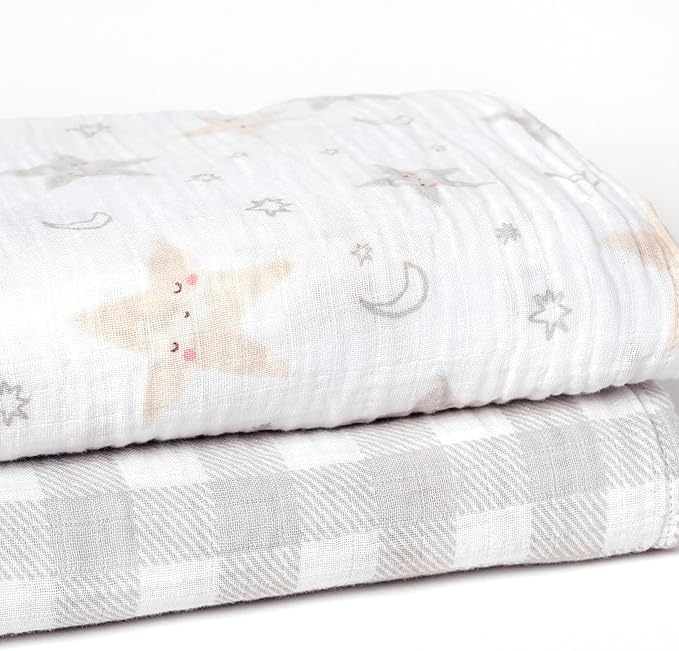 Gerber Baby Unisex 2-Pack Muslin Blanket, Celestial, One Size