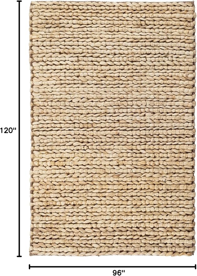 Dash and Albert Jute Area Rug - 7.5 X 9.5 Neutral Solid Handwoven Accent Rug - Durable, Eco-Friendly, High Traffic Areas Hallway, Bedroom, Stairs - Premium Luxury Hotel Quality Soft Breathable
