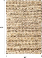 Dash and Albert Jute Area Rug - 7.5 X 9.5 Neutral Solid Handwoven Accent Rug - Durable, Eco-Friendly, High Traffic Areas Hallway, Bedroom, Stairs - Premium Luxury Hotel Quality Soft Breathable