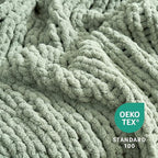 Amélie Home Chunky Knit Throw Blanket for Couch, Soft Chenille Crochet Blanket, 60"x80", Sage Green