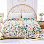 Boho Throw Blanket for Bed - 100% Cotton Ultra Soft Luxury Throw Rustic Fall Quilt,Bird Printed Farmhouse Decor Bed Blankets,Throw for Living Room Sofa Couch Chair(Flower-Bird, 60" x 75")