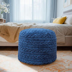 Asuprui 20x14 Inch Unstuffed Ottoman Pouf Cover – Lightweight Foot Rest, Floor Bean Bag Chair, Storage Pouf for Living Room, Bedroom & Balcony (Filler Not Included) (Navy Blue)