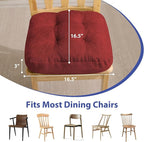 Chair Cushions for Dining Chairs, Dining Chair Cushions, Tufted Indoor Chair Pads with Ties & Non Slip Backing, Seat Cushions for Kitchen Chairs 16.5” x 16.5” x 3.5”, Set of 6, Red