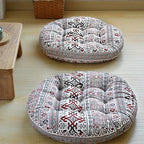 Round Tatami Seat Cushions, Thicken Soft Chair Pad,Cotton Linen Boho India Floor Seat Pillows for Living Room Sofa Bed Balcony Outdoor, 22Inch(Size:1 Count (Pack of 1),Color:Red Wave)
