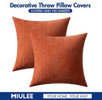 MIULEE Pack of 2 Rust Throw Pillow Covers 20x20 Inch Soft Chenille Pillow Covers for Sofa Living Room Couch Solid Dyed Cases