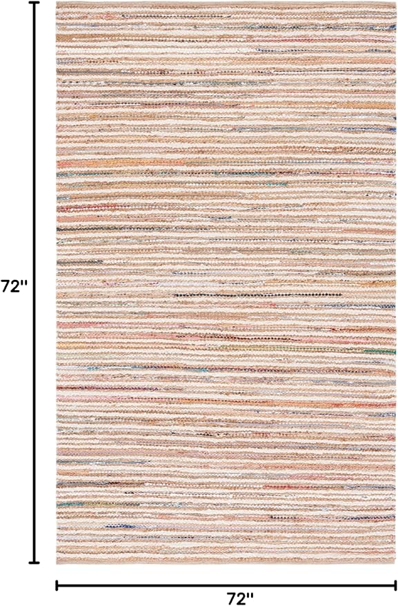 SAFAVIEH Cape Cod Collection Area Rug - 6' Square, Natural & Rust, Handmade, Braided Design, Ideal for The Living Room, Bedroom, Dining Room (CAP151P-6SQ)