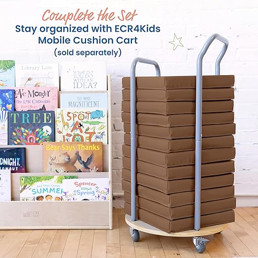 ECR4Kids SoftZone Floor Cushions, Square, Flexible Seating, Chocolate, 6-Piece