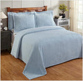 Better Trends Chenille Bedspreads Queen Size, Blue 100% Cotton Chenille Stripe Design Tufted Bedding Coverlet Soft Lightweight, 102"x110" 1 Pieces Jullian Collection
