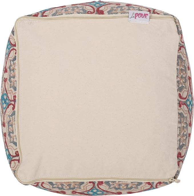 GDFStudio Boho Handmade Fabric Cube Pouf Ottoman Foot Stool - Bean Bag Floor Chair - Foot Rest Couch for Living Room Bedroom,Multicolored,16"" x 16"" x 16"", 313834N