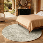 4x4 Round Bedroom Rug Washable: Living Room Rug Stain Resistant Non Slip Low Pile Soft Small Area Rug for Bedroom Entryway Kitchen Living Room Bedside Office Dorm Kids Room Entrance
