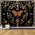 Aipon Orange Butterfly Moon Flower Tapestry Botanical Floral Plant Boho Tapestry for Bedroom Aesthetic Vintage Tapestries Wall Hanging for Living Room Dorm (44.00'' × 60.00'', Orange)