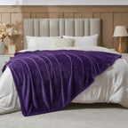 NEWCOSPLAY Super Soft Throw Blanket Dark Purple Premium Silky Flannel Fleece Leaves Pattern Lightweight Bed Blanket All Season Use (Dark Purple, Throw(50"x60"))
