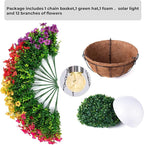 Artificial Faux Hanging Plants Flowers Basket for Summer Outdoor Outside Decorations,Fake Silk UV Resistant Look Real,Realistic Ferns for Outdoors for Porch Garden Decor,12 Bundles (Blue Red Purple)
