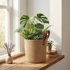 2Pack Natural Jute Hanging Baskets 7 * 8 in, Round Woven Wall Decor & Storage Planter for Plant Decor and Home Organization,Walls Basket for Bedroom, Living Room, Bathroom,Boho Decor (Jute)