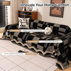 ROOMLIFE Dark Coffee Couch Cover Sofa Covers, Chenille Couches Covers for 3 Cushion Sofas, Non Slip Soft Breathable Sofa Slipcovers for Pet, Washable Furniture Protector with Tassel,71''X134”