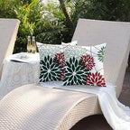 DFXSZ Green and Red Floral Pillow Covers 18x18 Set of 2 Outdoor Waterproof Decorative Throw Pillows Christmas Pillow Covers Polyester Cushion Case Decor for Couch Patio Funiture Garden Porch 011G18