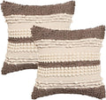 · REDEARTH · Boho Textured Throw Pillow Cases - Woven Tufted Decorative Farmhouse Cushion Covers Set for Couch - Sofa - Bed - Chair - Dining - Patio - Outdoor - 100% Cotton (18x18; Natural) Pack of 2