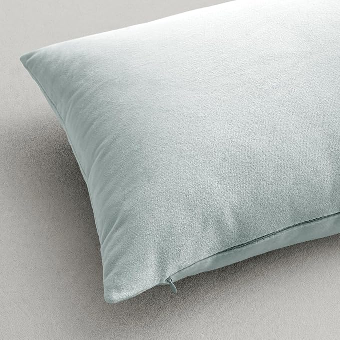 MIULEE Velvet Throw Pillow Covers 18x18 Inch, Pack of 2 - Baby Blue, Soft Solid Decorative Pillow Covers Cushion Cases Modern Luxury Home Decor for Spring Couch Sofa Bedroom Livingroom