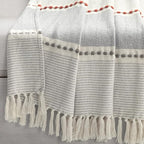 Lush Decor Herringbone Stripe Woven Tassel Yarn Dyed Cotton Throw Blanket 50" W x 60" L Yellow & Gray - Striped Throw Blankets - Yellow Couch Blanket