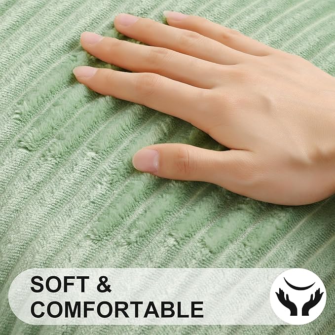 Simmore Decorative Spring Throw Pillow Covers 18x18 Set of 2, Soft Natural Plush Flannel Double-Sided Fluffy Couch Pillow Covers for Sofa Living Room, Sage Green
