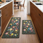 GENIMO Kitchen Mats for Floor 2PCS, Cushioned Kitchen Rugs Non Slip Washable, Farmhouse Anti Fatigue Mat Waterproof, Comfort Standing Mat Rug for Office, Home, Laundry, 17.3"x47"+17.3"x30", Black