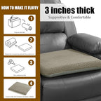 HOMBYS Tufted Furry Recliner Seat Cushion for Elderly Foam Curved Edge Large Square Seat Cushion for Recliner Chair, Floor Pillow, Office Chair, Car, No Pressure on Thighs(Coffee)