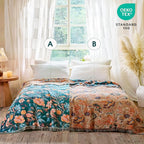 Boho Throw Blanket - 100% Cotton Ultra Soft Muslin Blanket, 50"x60" Lightweight Floral Bird Framhouse Bedding Spring Blanket for Bed, All Season Green Bohemian Bedroom Home Decor Quilt