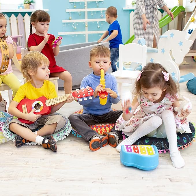 Ganeen 12 Pcs Floor Cushions for Classroom 16'' Boho Kids Seating Pillow Flexible Floor Cushions Meditation Pillows for Toddler Sitting Home School Classroom Kindergarten Daycare Nursery(Round)