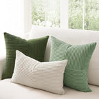 Topfinel SageGreen Pillow Covers,Boho Farmhouse 24x24 Inch Cushion Covers Set of 4,Large Soft Corduroy Home Decor for Couch Bed Sofa Living Room LightGreen,MossGreen