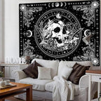 Aipon Black and White Skeleton Tapestry Bedroom Skull Mushroom Tapestries Hippie Nature Plants Floral Flower Aesthetic Tapestry Wall Hanging for Living Room Dorm (Black, 48'' × 36'')