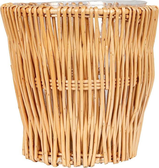 Household Essentials Small Reed Willow Waste Basket, Handwoven Basket with Removable Liner, Attractive Alternative to Plastic or Metal Cans, Natural