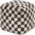 Anji Mountain Pouf Ottoman Foot Rest, Handmade Ottoman Pouf, Comfortable Foot Stool, Decorative Floor Seating for Living Room Decor, Bedroom & Home Décor Accent - Espresso Checker