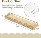 AELS Scalloped Nursery Bookshelf, Set of 2, Picture Ledge Shelf for Wall Decor, Woven Straw Paper Floating Shelves for Books, Toys, Photo Frames, Nursery, Boho Modern Farmhouse Book Shelf, Beige