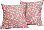 Pink Pillow Covers 22x22 Set of 2 Vintage Floral Rustic Old Style Cute Flower Print Decorative Outdoor Pillowcases Seasonal Farmhouse Throw Cushion Case Decor for Couch Sofa Bed