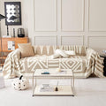 ROOMLIFE Khaki Boho Couch Cover for 3 Cushion Couch L Shape Sofa Covers for Sectional Sofa Reversible Silpcover for Dogs Washable Chenille Furniture Protector for Living Room, 71"x134"